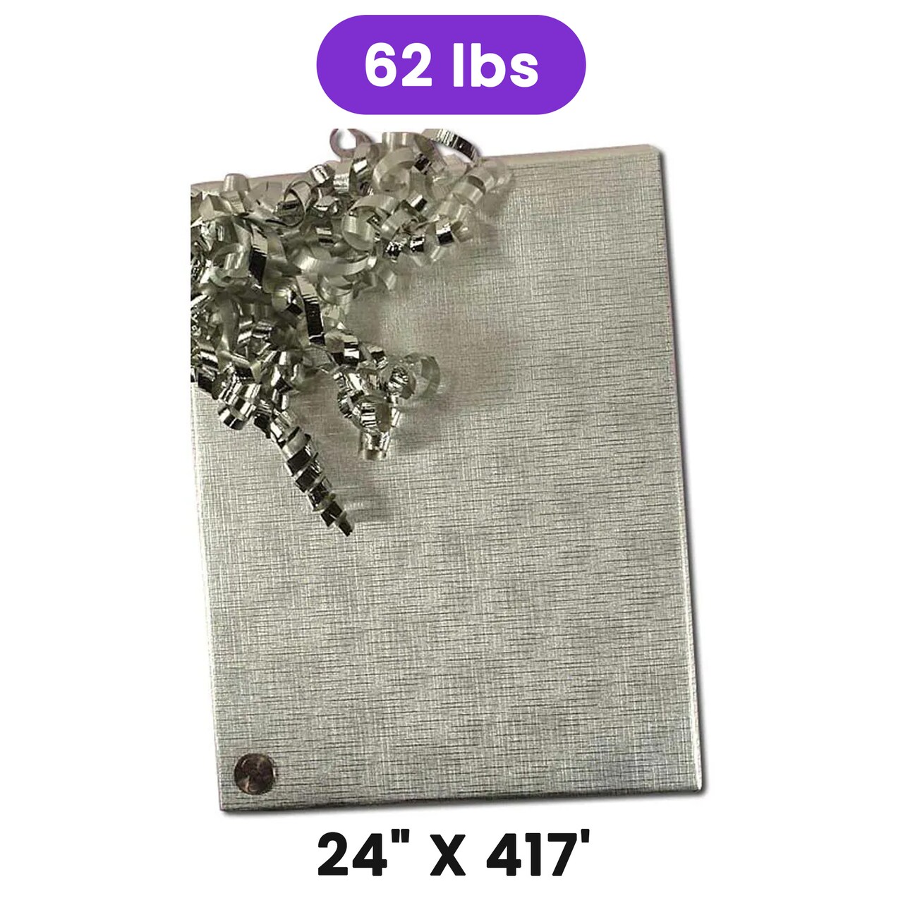 Silver Textured Embossed Metallic Wrapping Paper 24" x 417" Roll